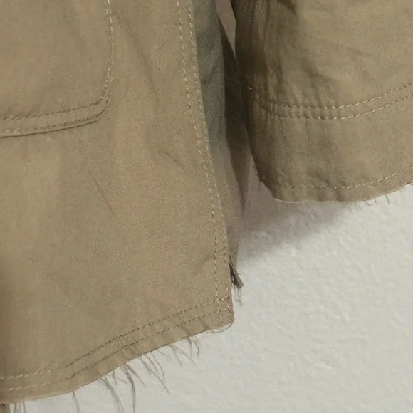 Massimo Dutti Army Green Jacket Blazer Relaxed Fit Fray Hem Pockets M Casual - Picture 5 of 12